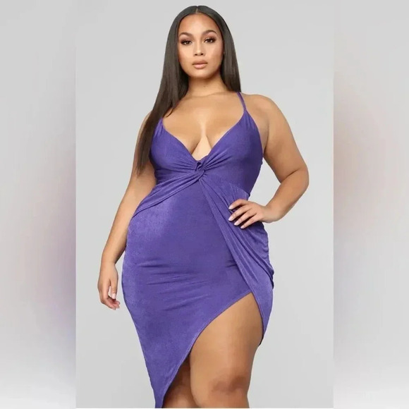 Remy Asymmetrical Midi Dress - Violet - Picture 1 of 14
